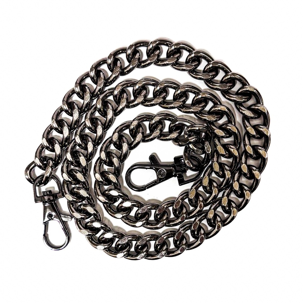 NEW - Trendy Black Metallic Chain Shoulder Hobo Bag (Stella McCartney Style) - Picture 4 of 5